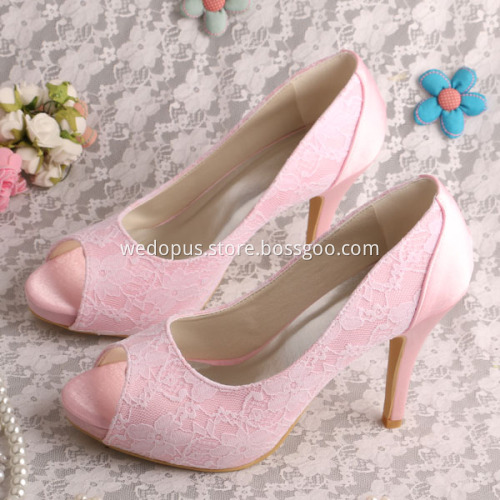 Mint Green Wedding Lace Shoes Heels Open Toe